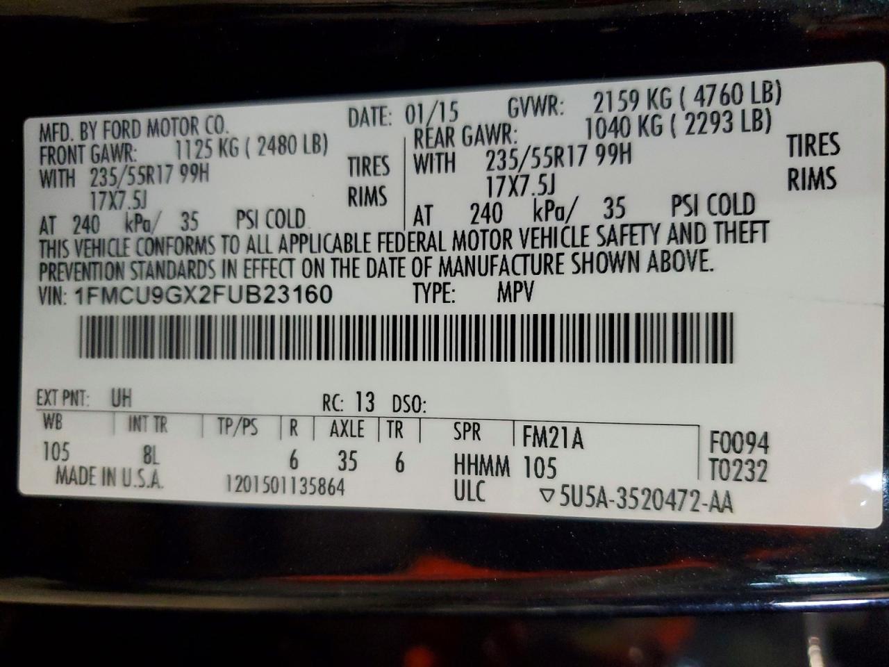 2015 FORD ESCAPE