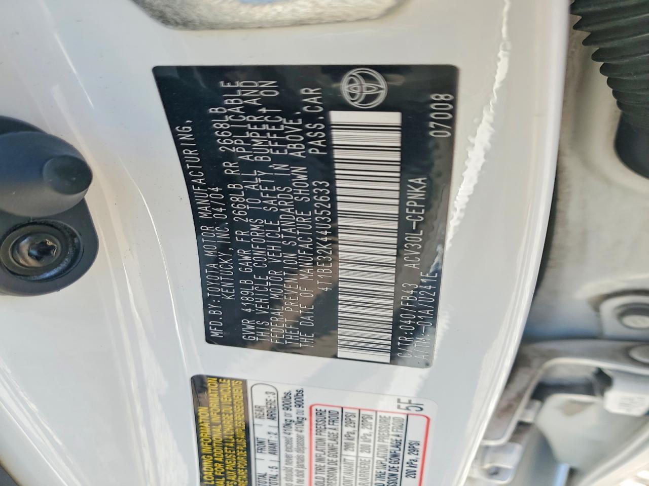 2004 TOYOTA CAMRY