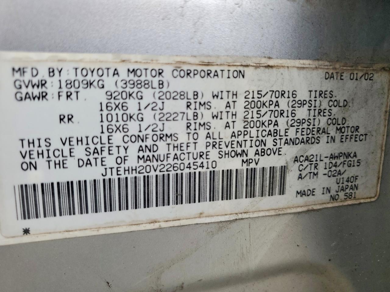 2002 TOYOTA RAV4