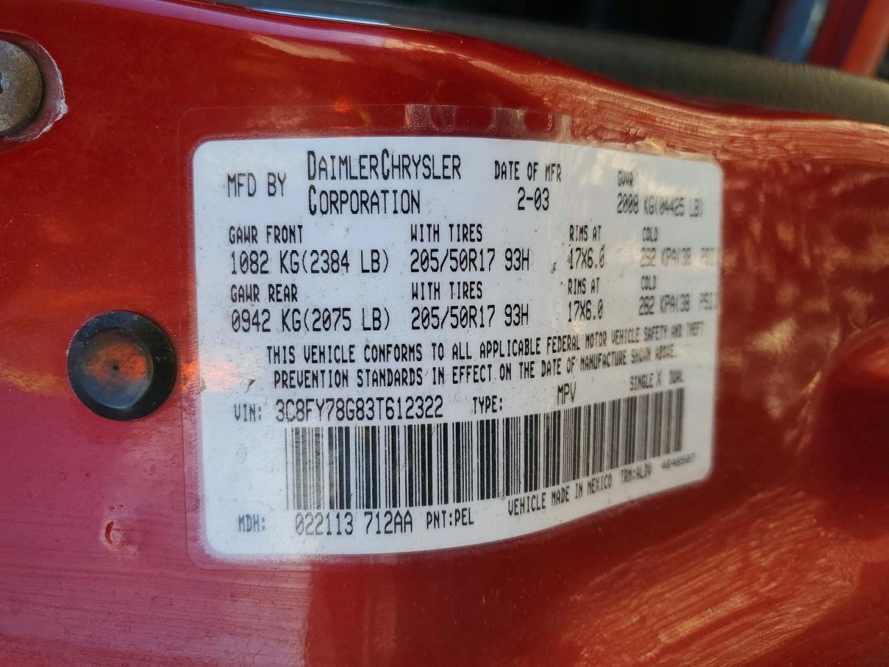 2003 CHRYSLER PT CRUISER