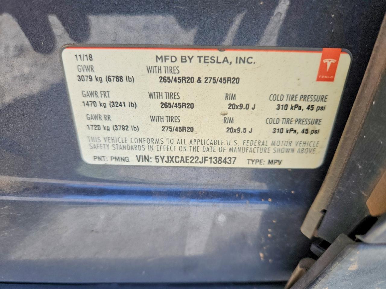 2018 TESLA MODEL X