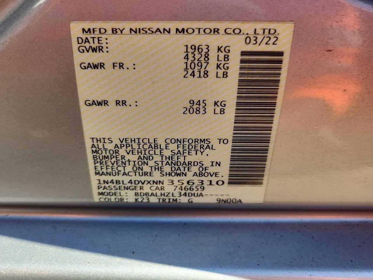2022 NISSAN ALTIMA