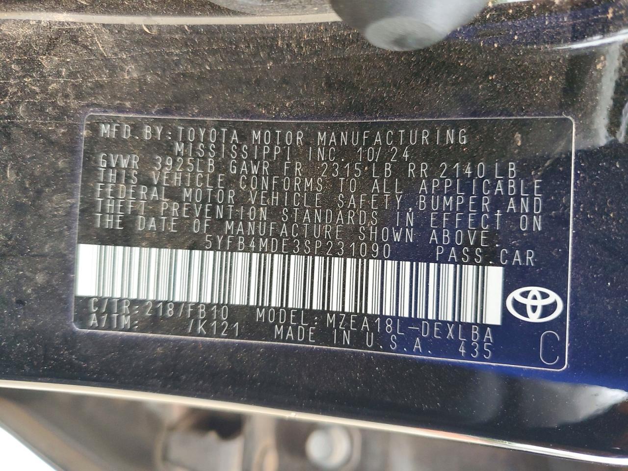 2025 TOYOTA COROLLA