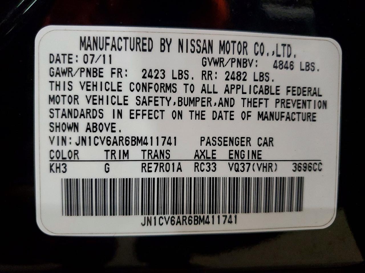 2011 INFINITI G37