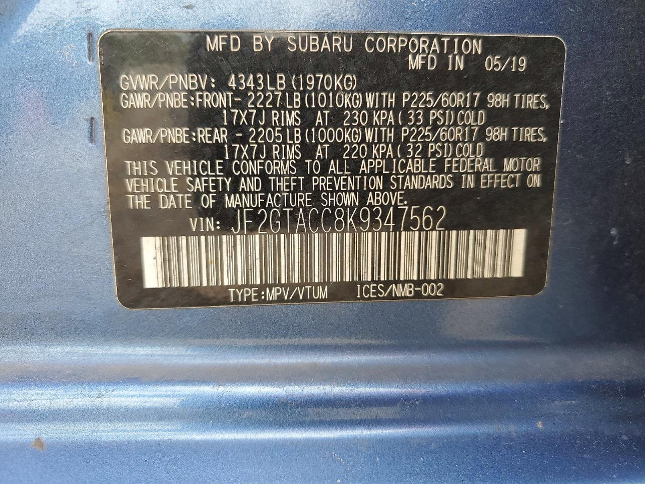 2019 SUBARU Crosstrek
