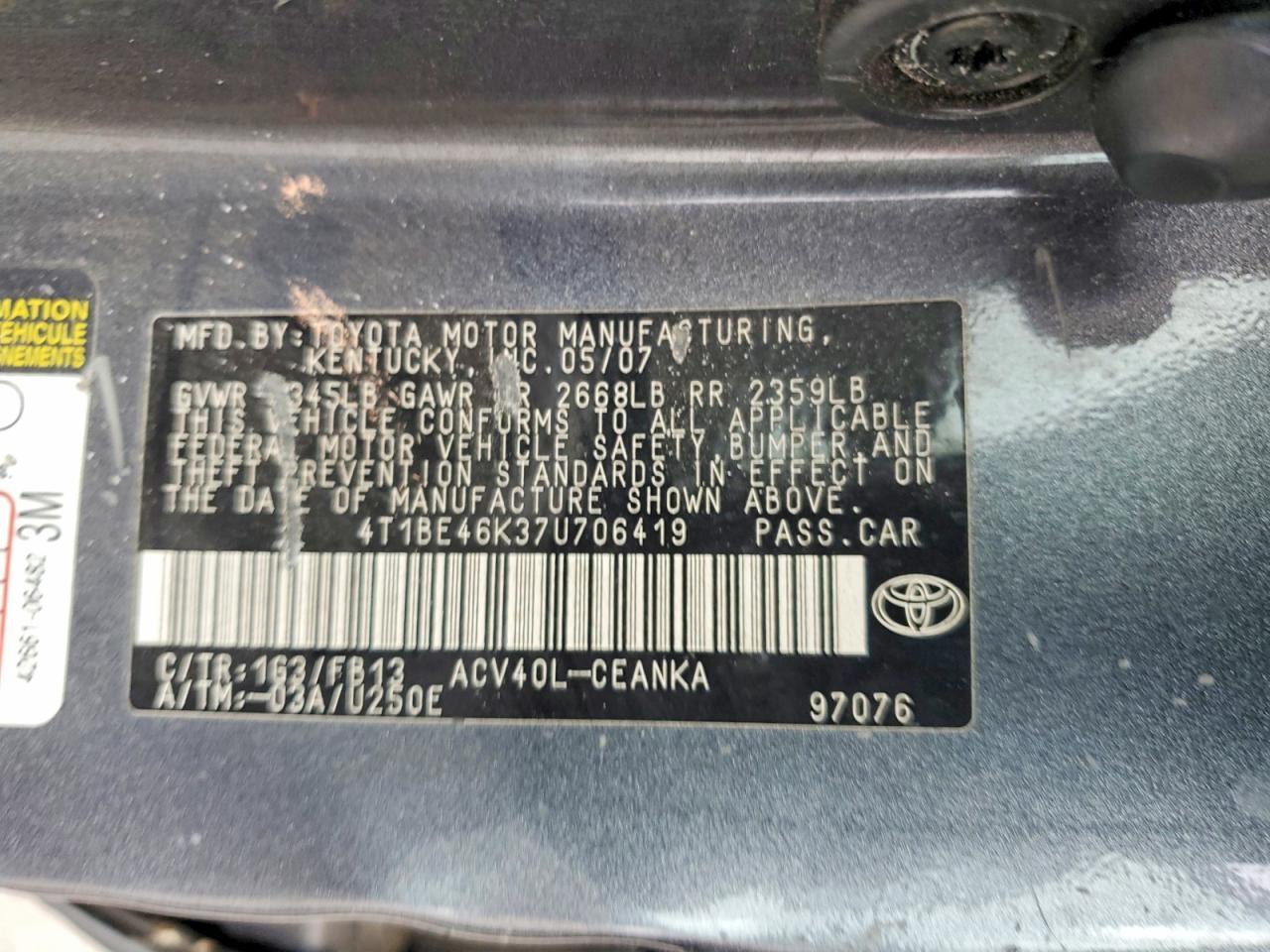 2007 TOYOTA CAMRY
