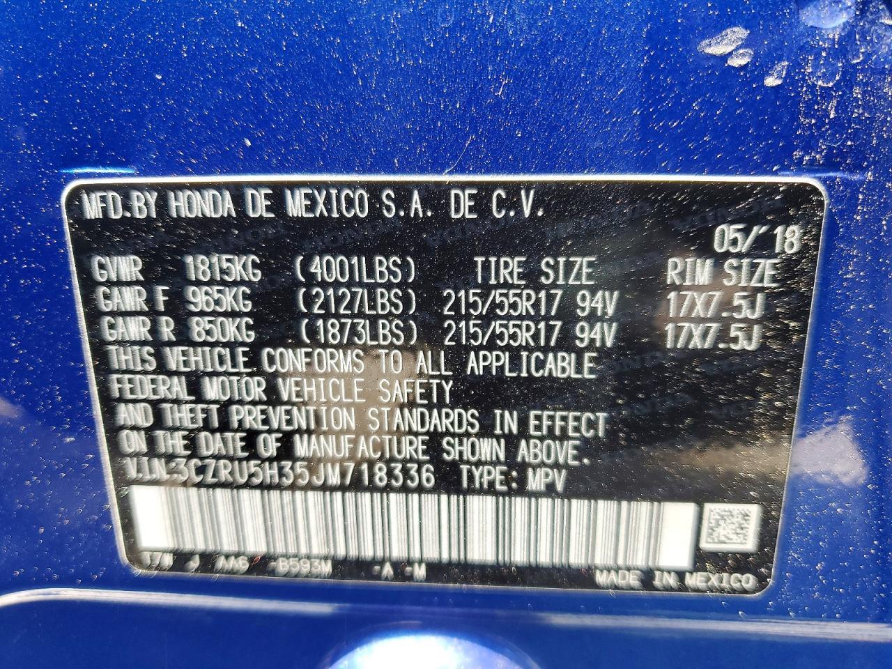 2018 HONDA HR-V