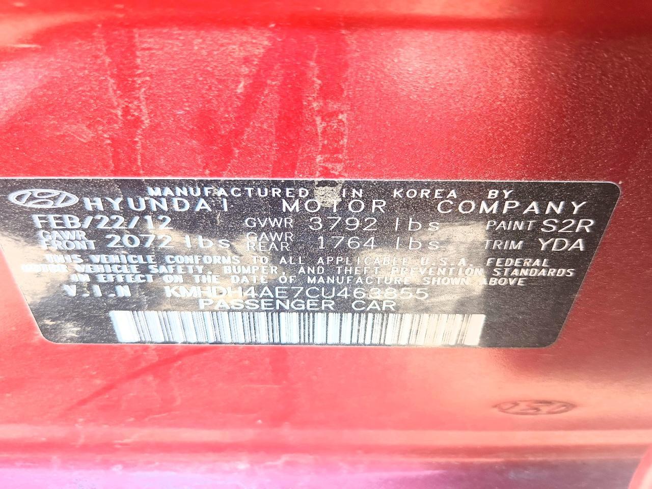 2012 HYUNDAI ELANTRA