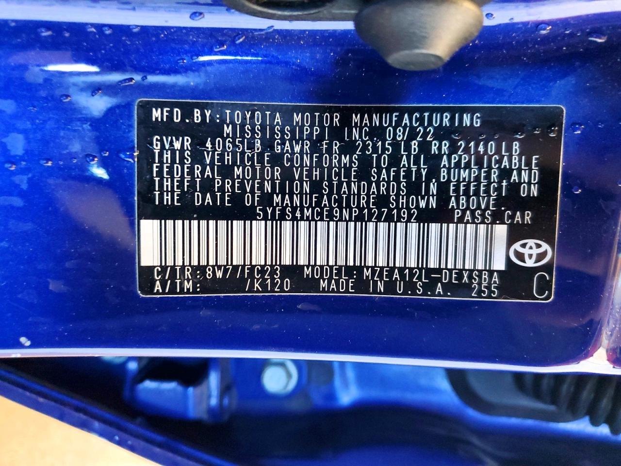 2022 TOYOTA COROLLA