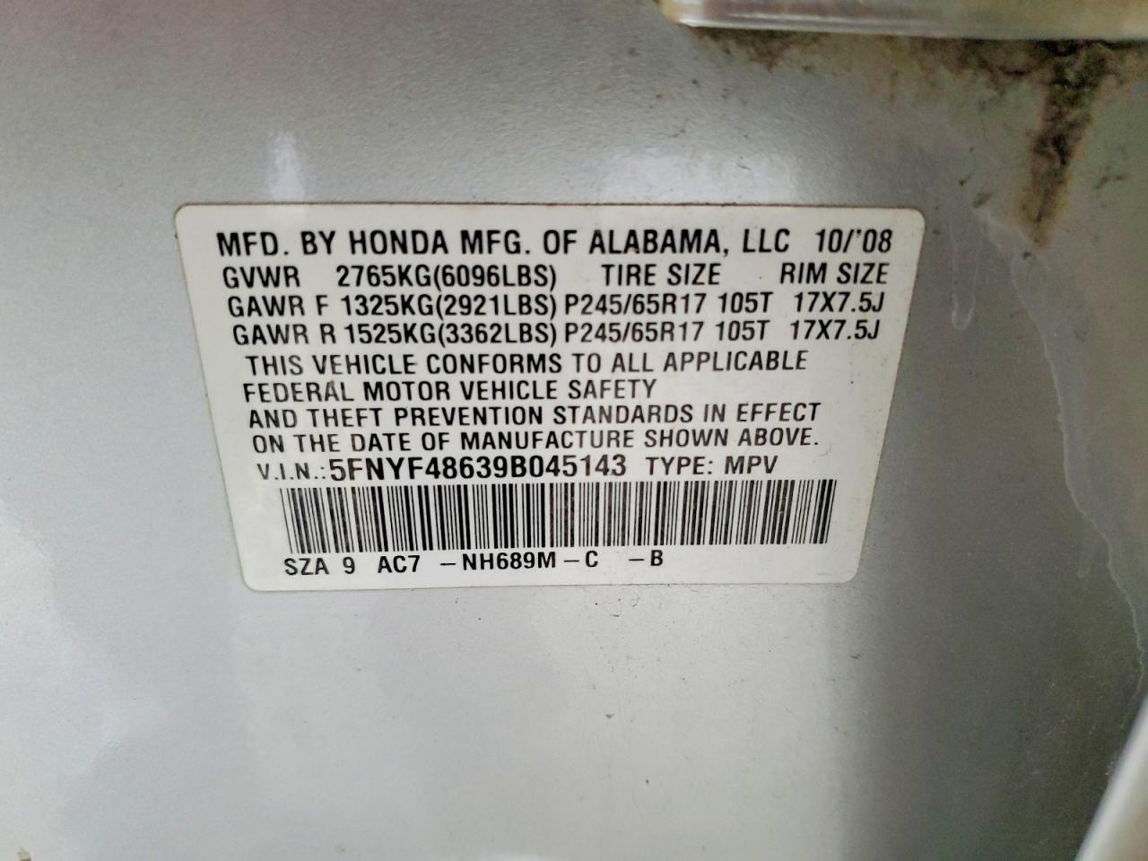 2009 HONDA PILOT