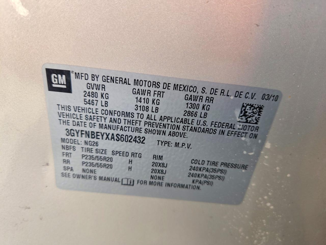 2010 CADILLAC SRX