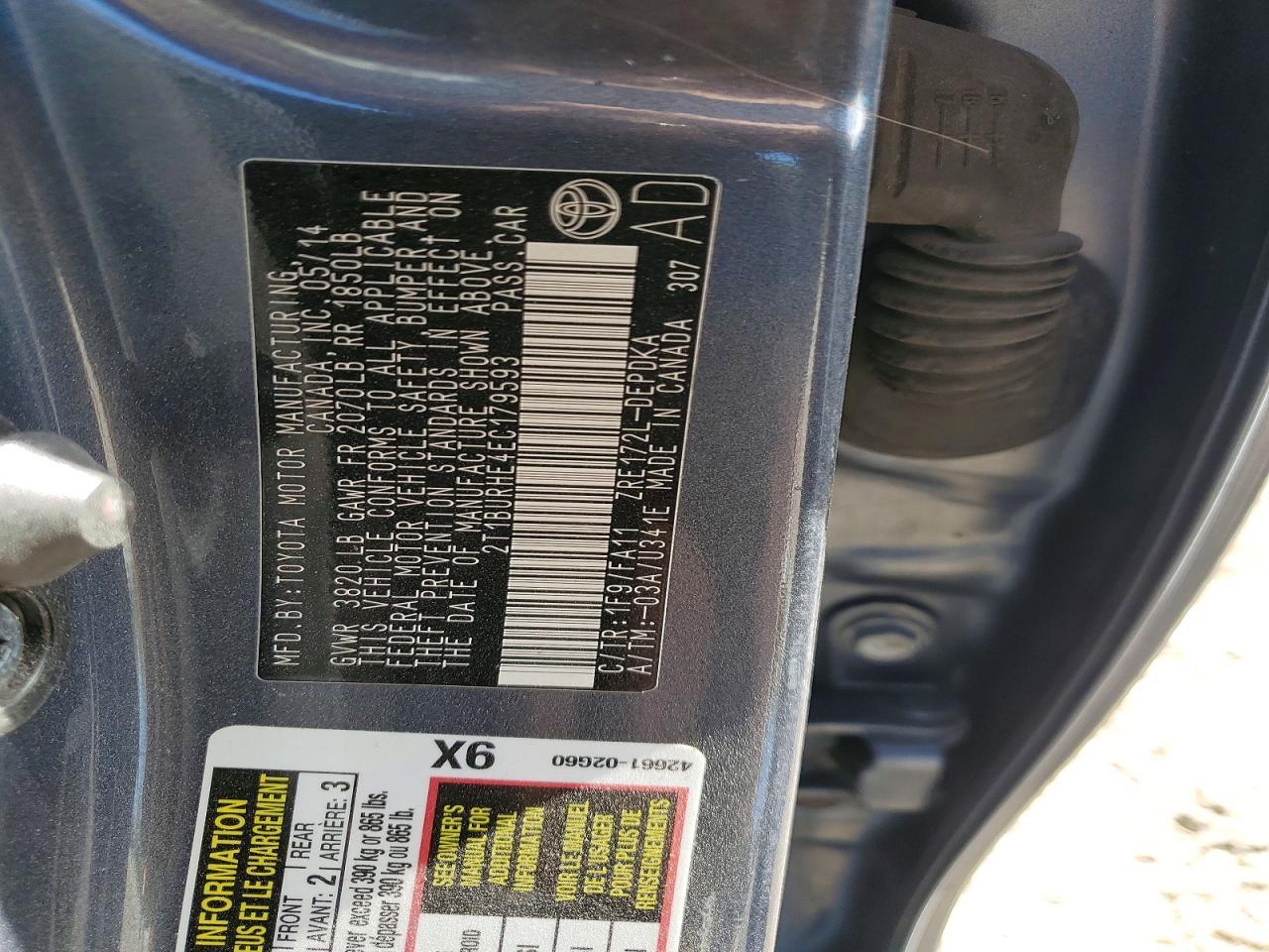 2014 TOYOTA COROLLA