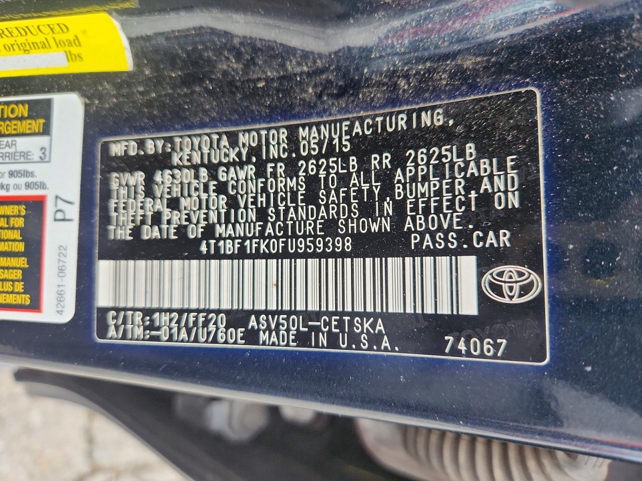 2015 TOYOTA CAMRY
