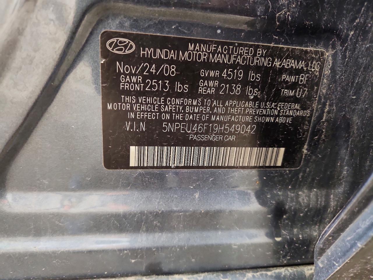 2009 HYUNDAI SONATA