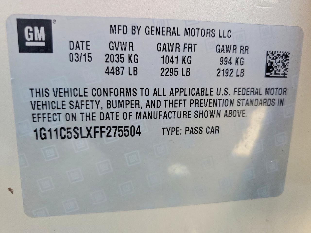 2015 CHEVROLET MALIBU