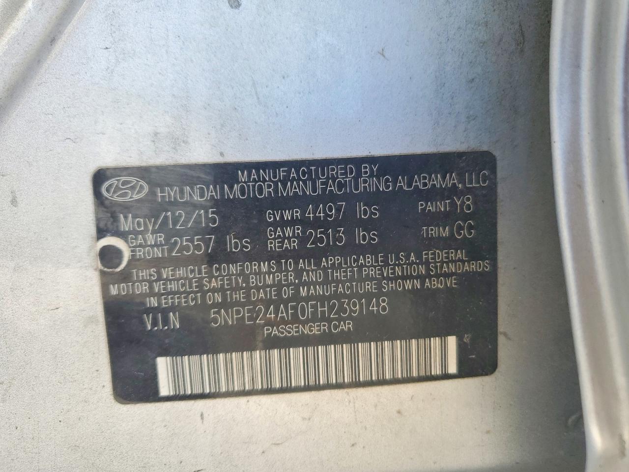 2015 HYUNDAI SONATA