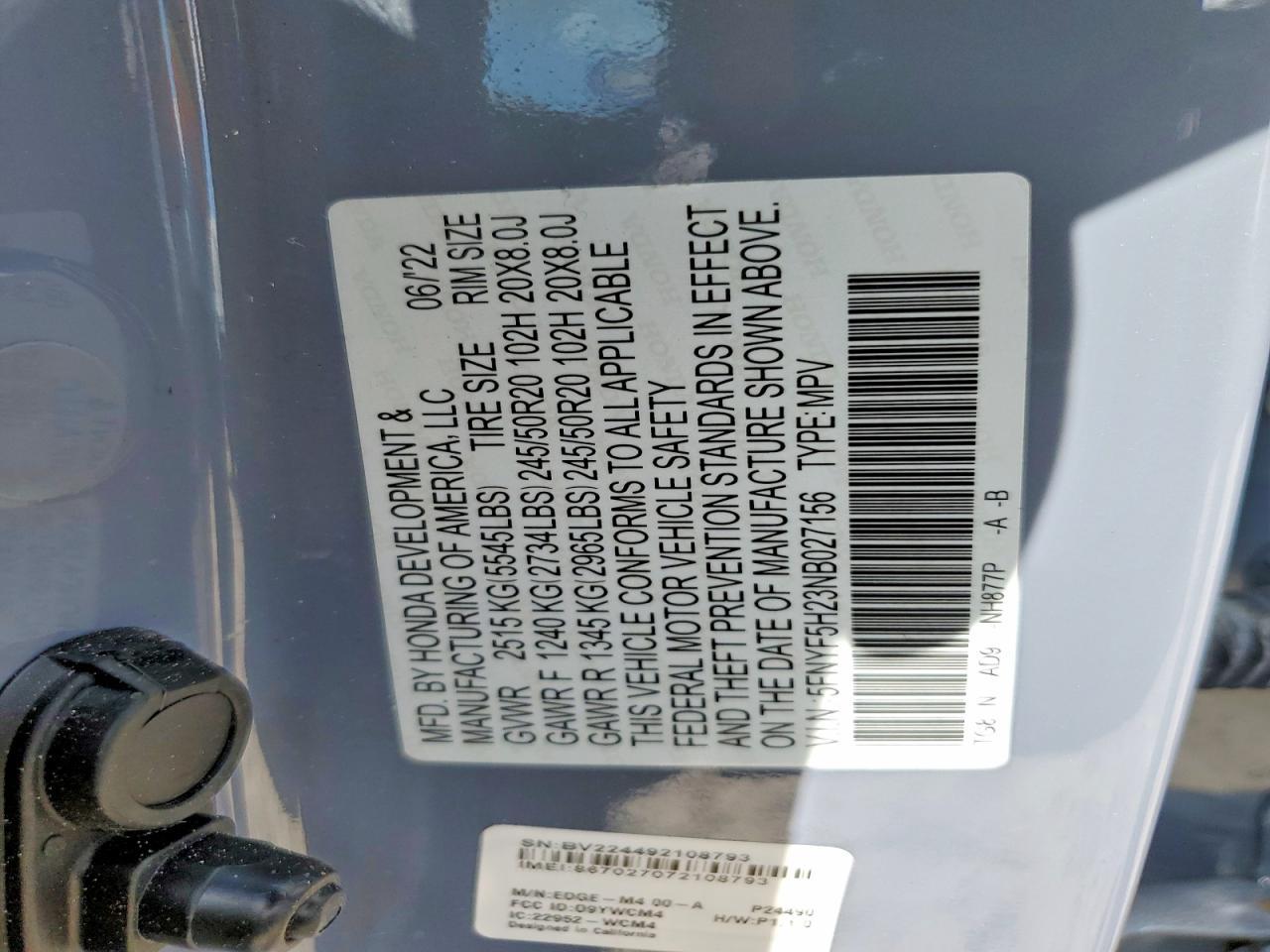 2022 HONDA PILOT