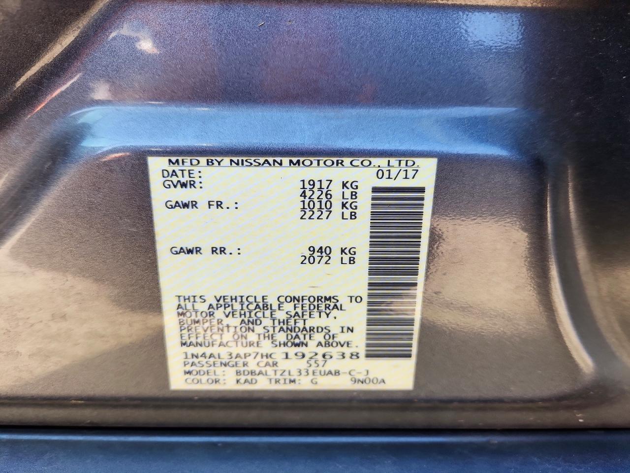 2017 NISSAN ALTIMA