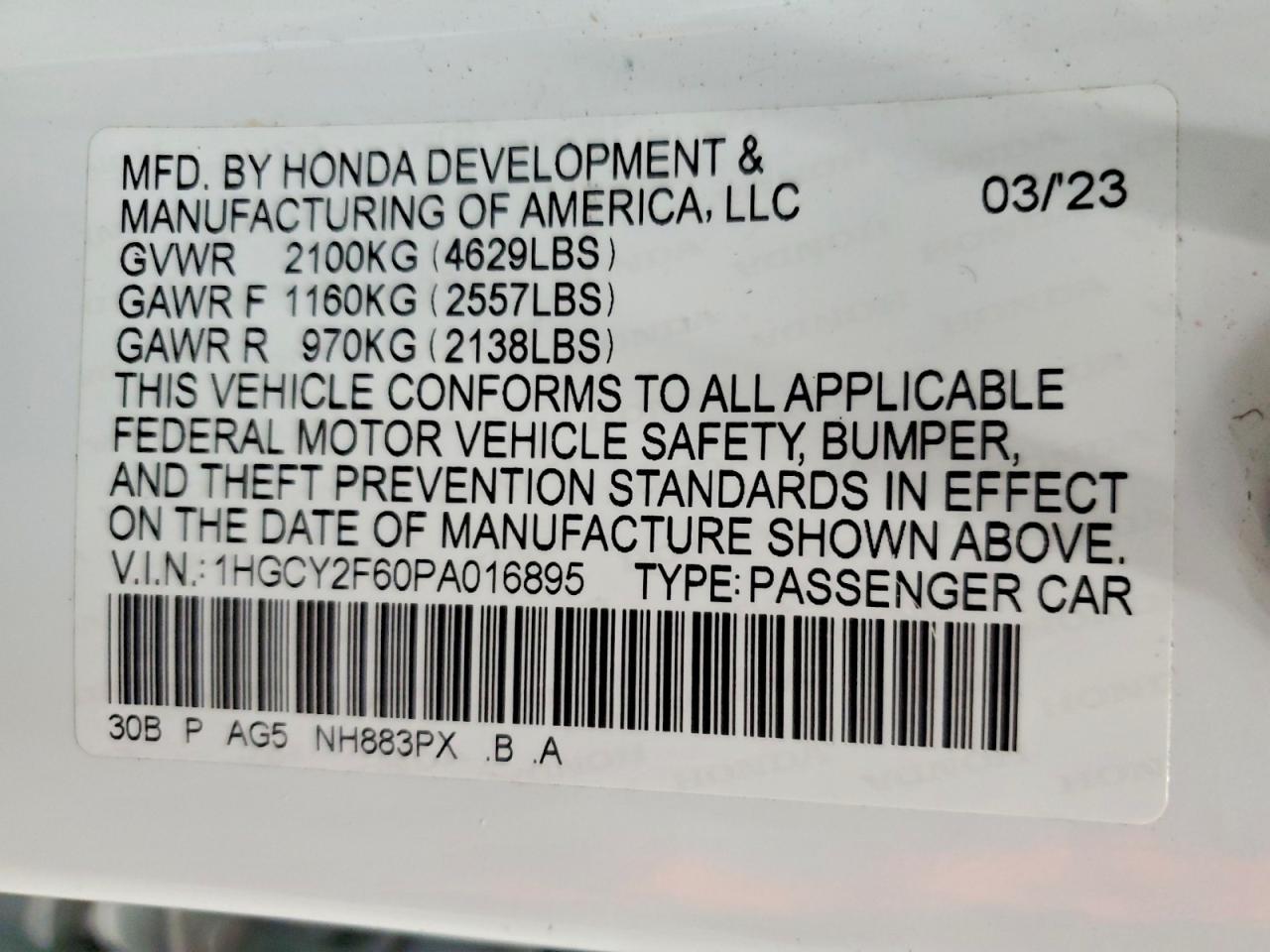 2023 HONDA ACCORD