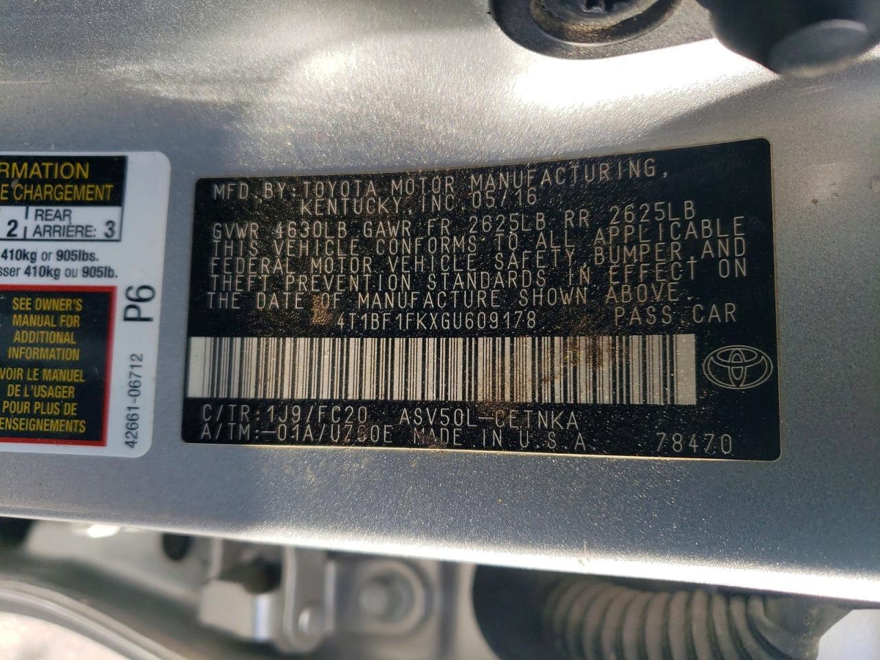 2016 TOYOTA CAMRY