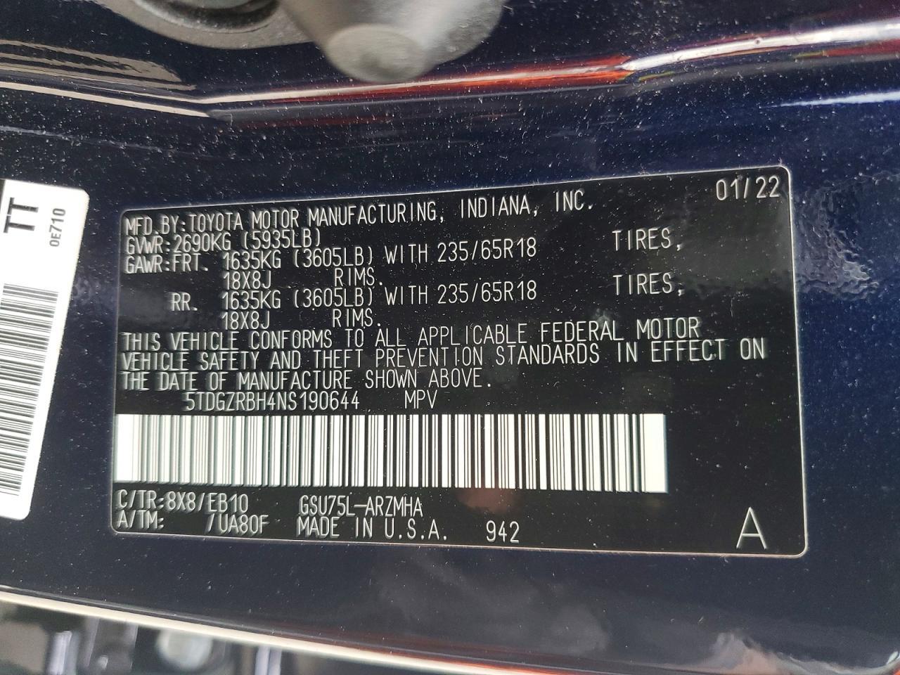 2022 TOYOTA HIGHLANDER