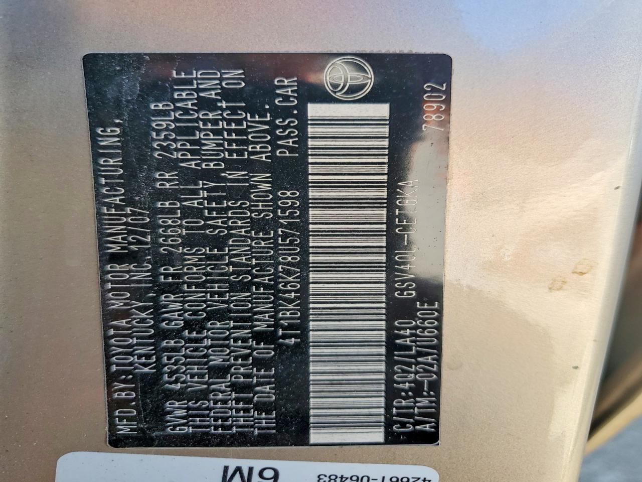 2008 TOYOTA CAMRY
