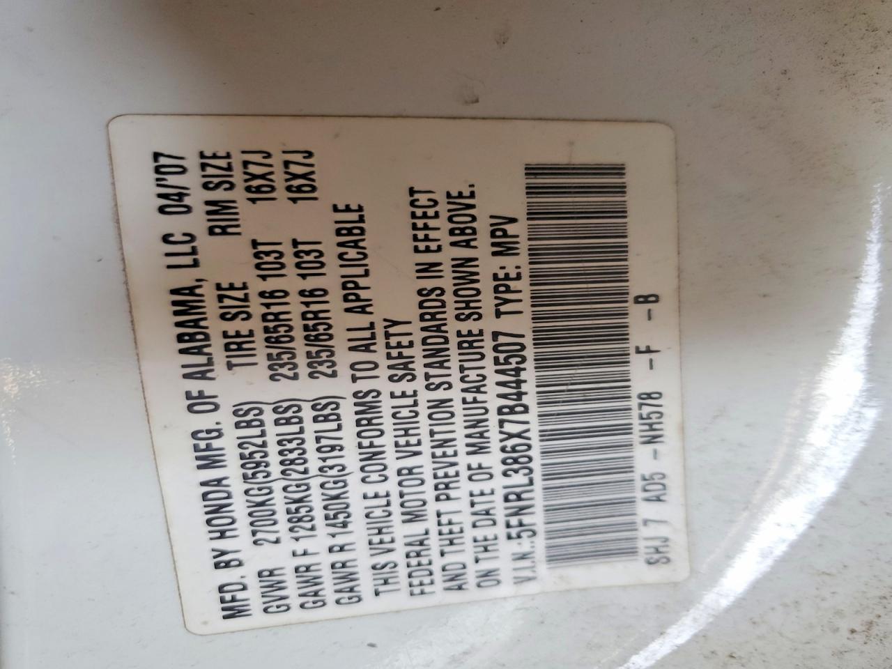 2007 HONDA ODYSSEY