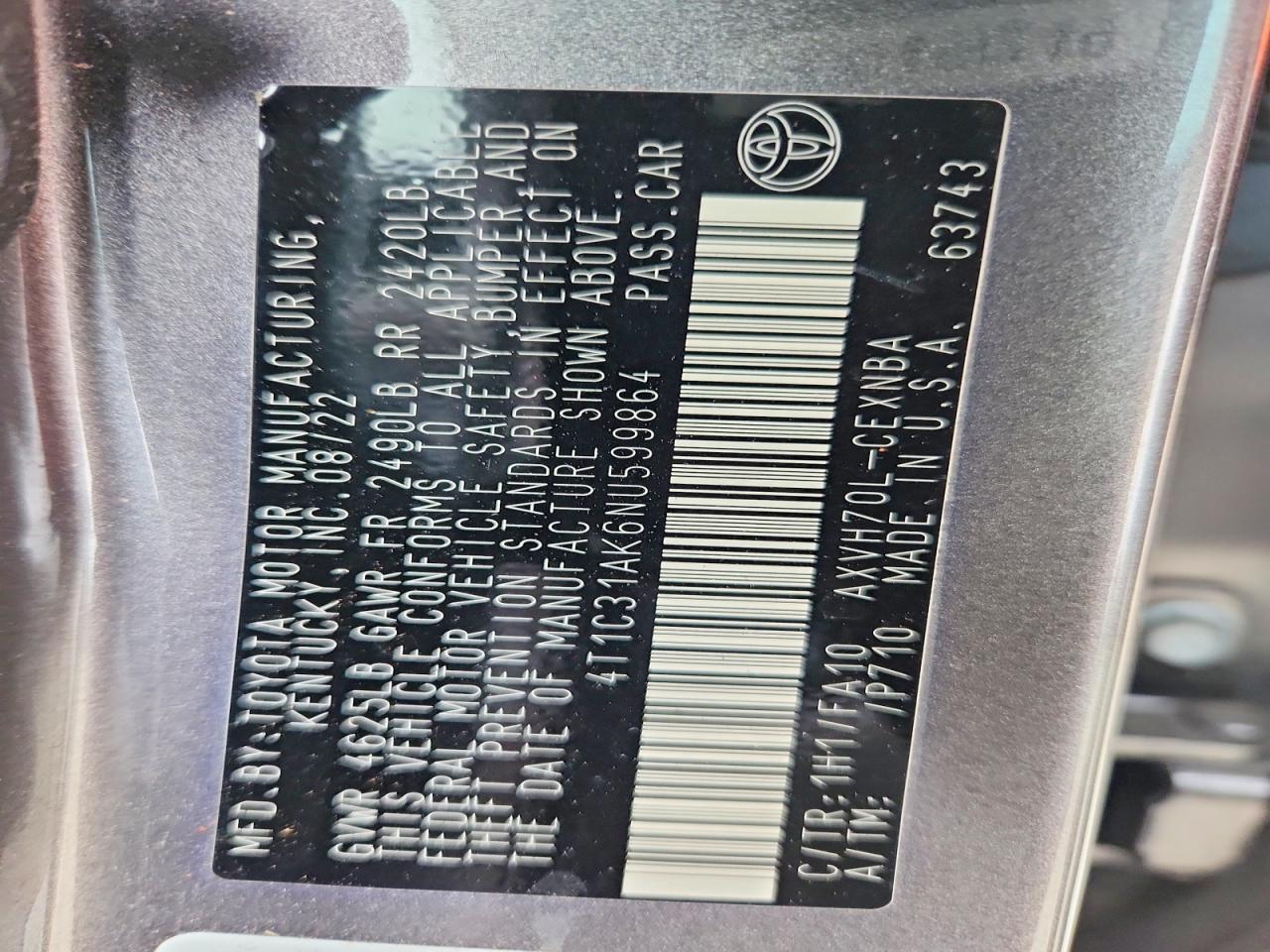 2022 TOYOTA CAMRY