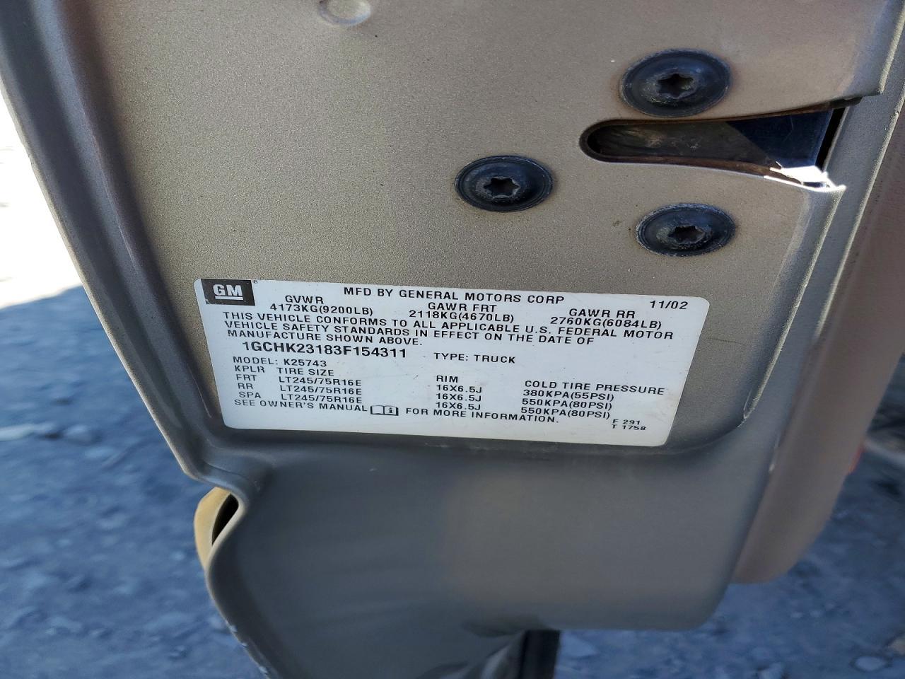 2003 CHEVROLET Silverado 2500