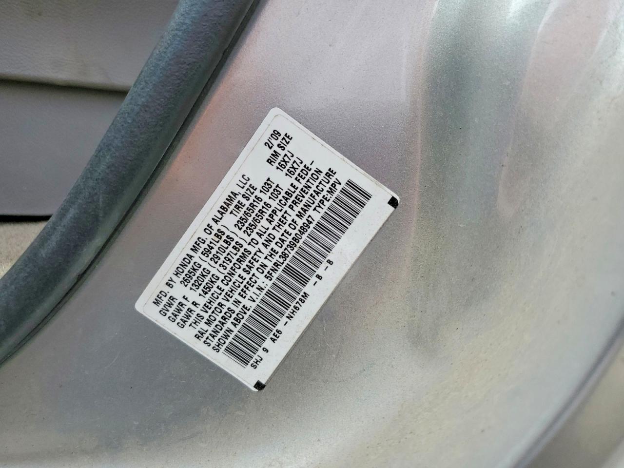 2009 HONDA ODYSSEY