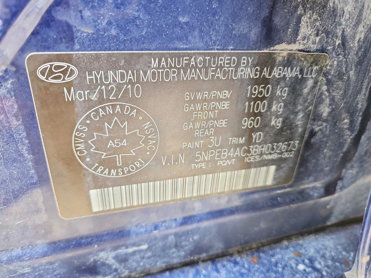 2011 HYUNDAI SONATA