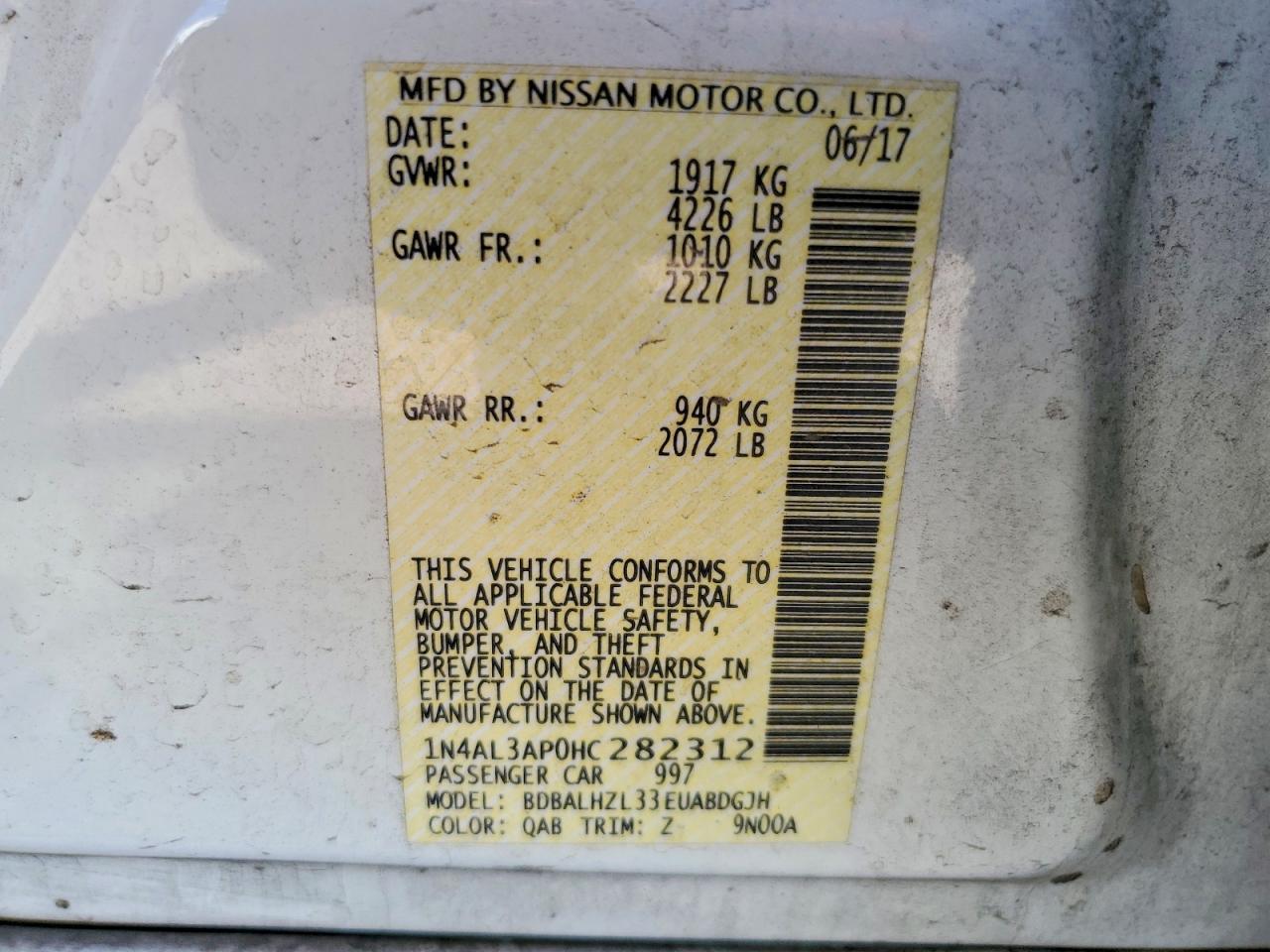 2017 NISSAN ALTIMA