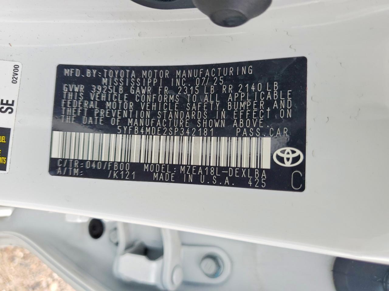 2025 TOYOTA COROLLA