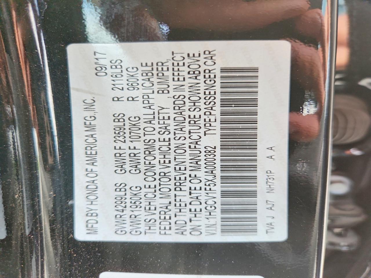 2018 HONDA ACCORD