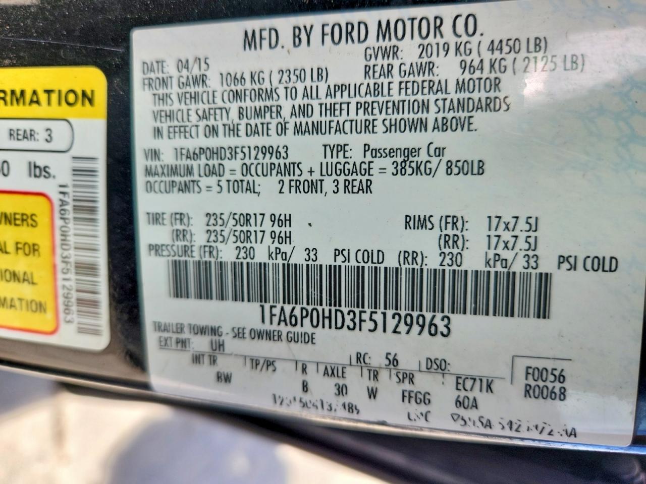 2015 FORD FUSION