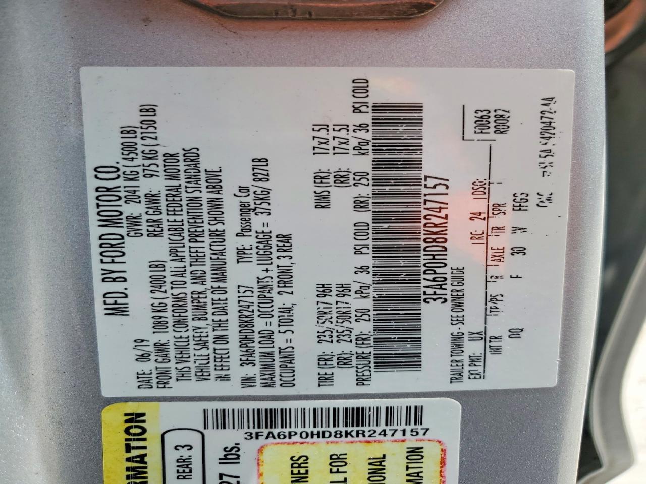 2019 FORD FUSION