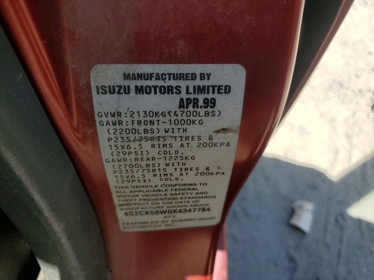 1999 ISUZU Rodeo