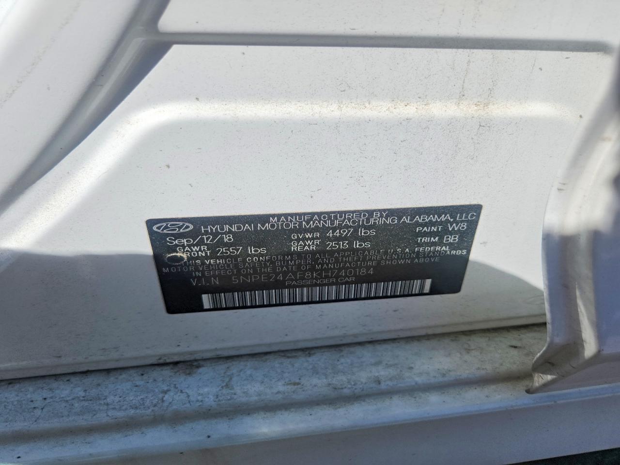 2019 HYUNDAI SONATA