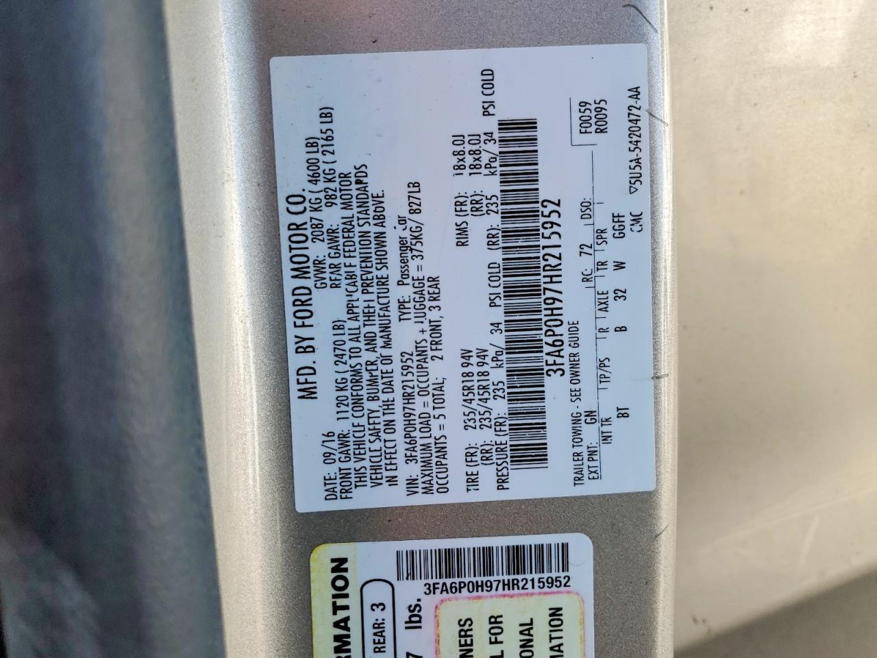 2017 FORD FUSION