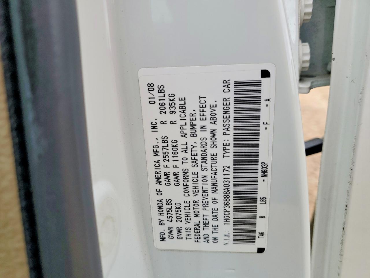2008 HONDA ACCORD