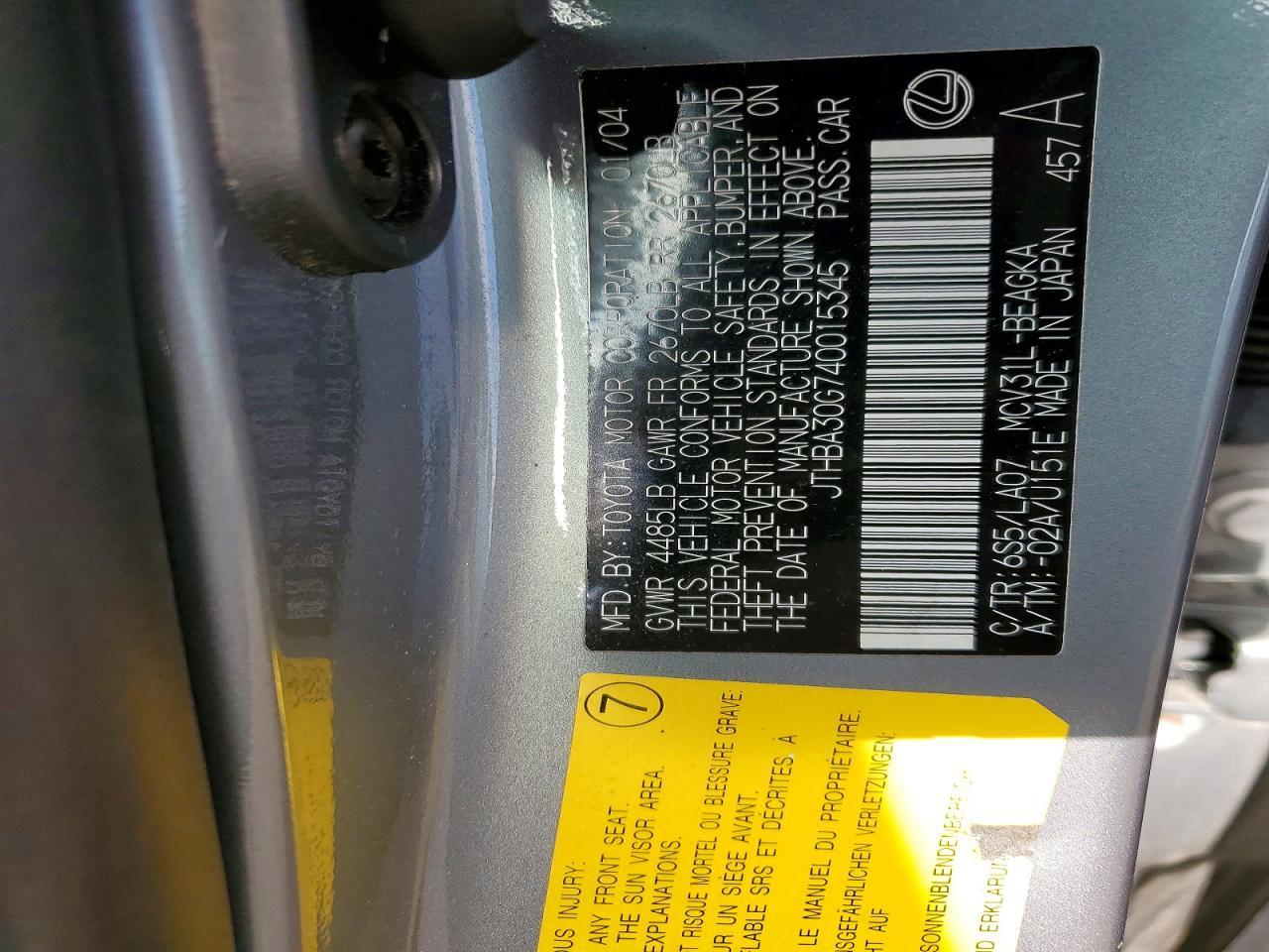 2004 LEXUS ES 330