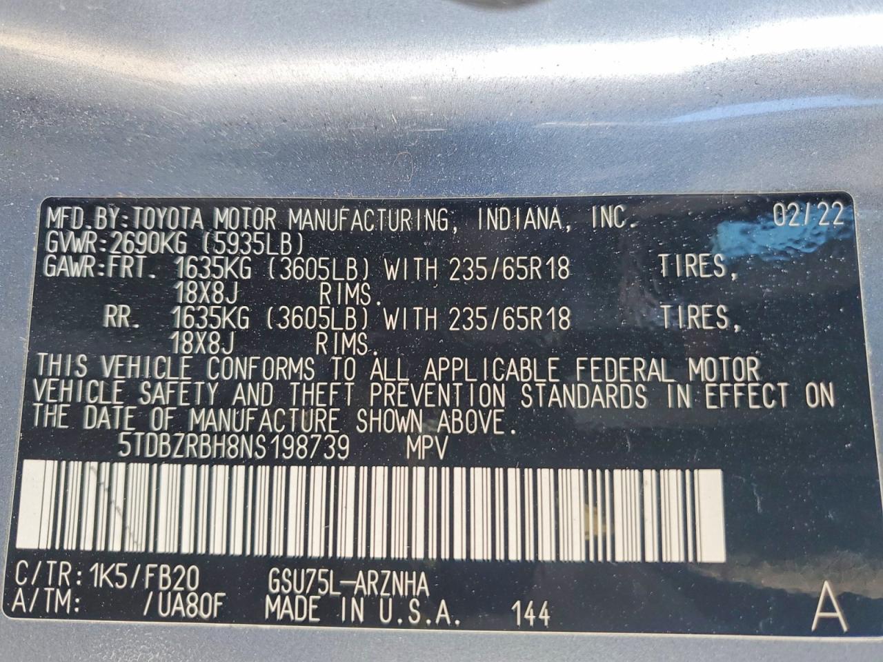 2022 TOYOTA HIGHLANDER