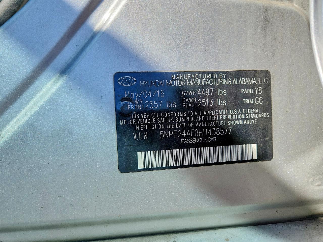 2017 HYUNDAI SONATA