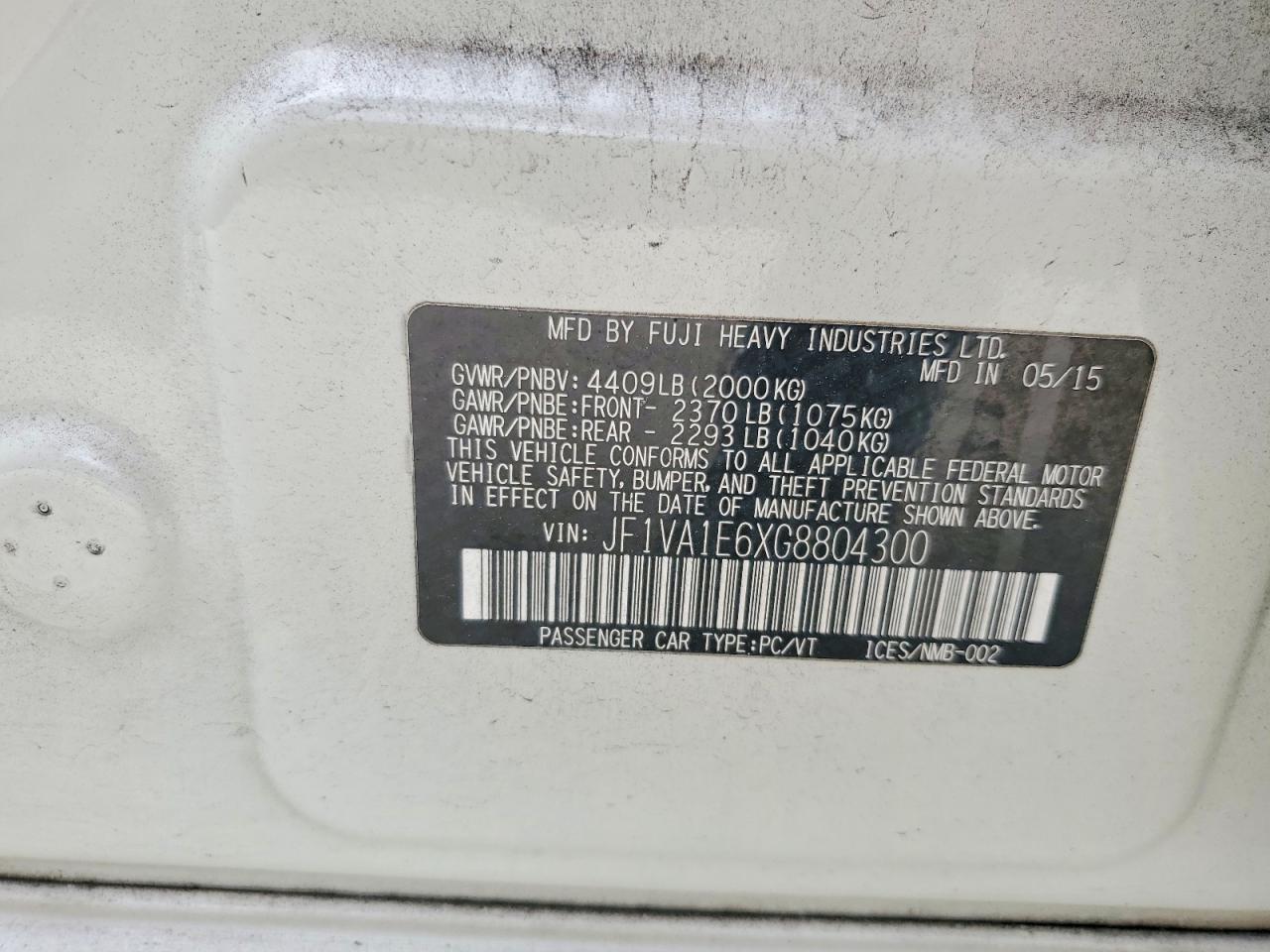 2015 SUBARU WRX