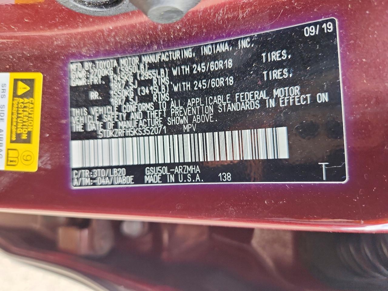 2019 TOYOTA HIGHLANDER