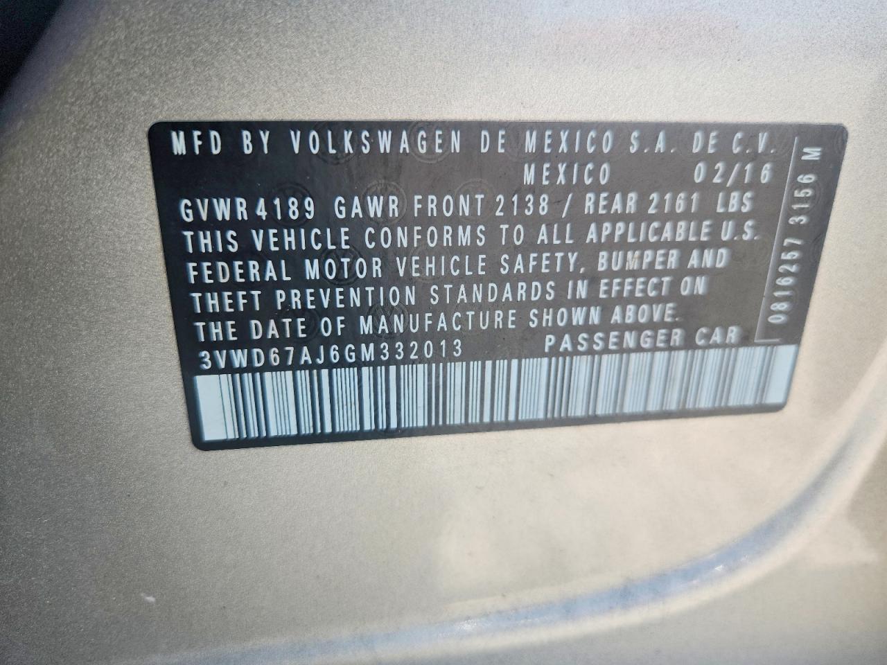 2016 VOLKSWAGEN JETTA