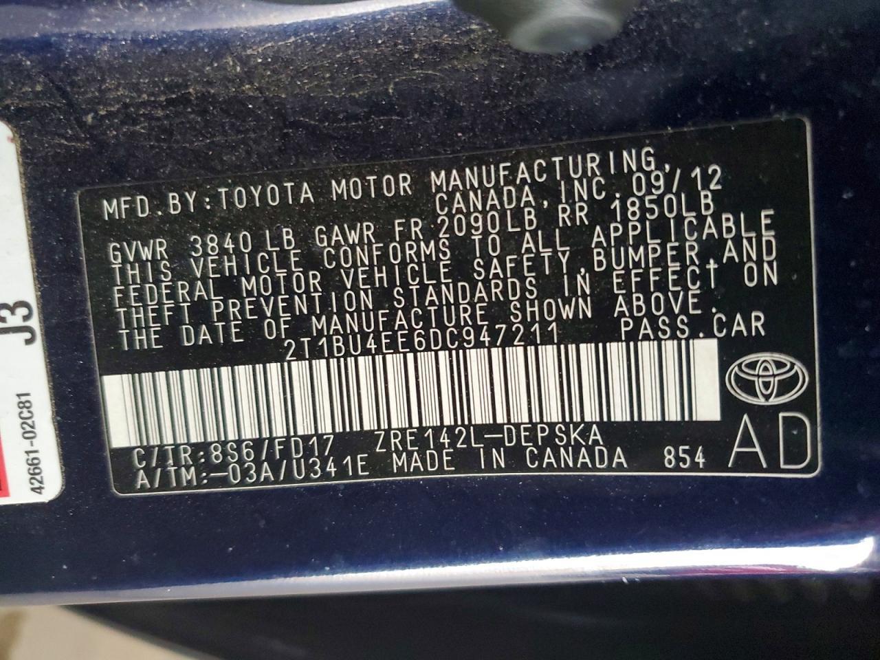 2013 TOYOTA COROLLA