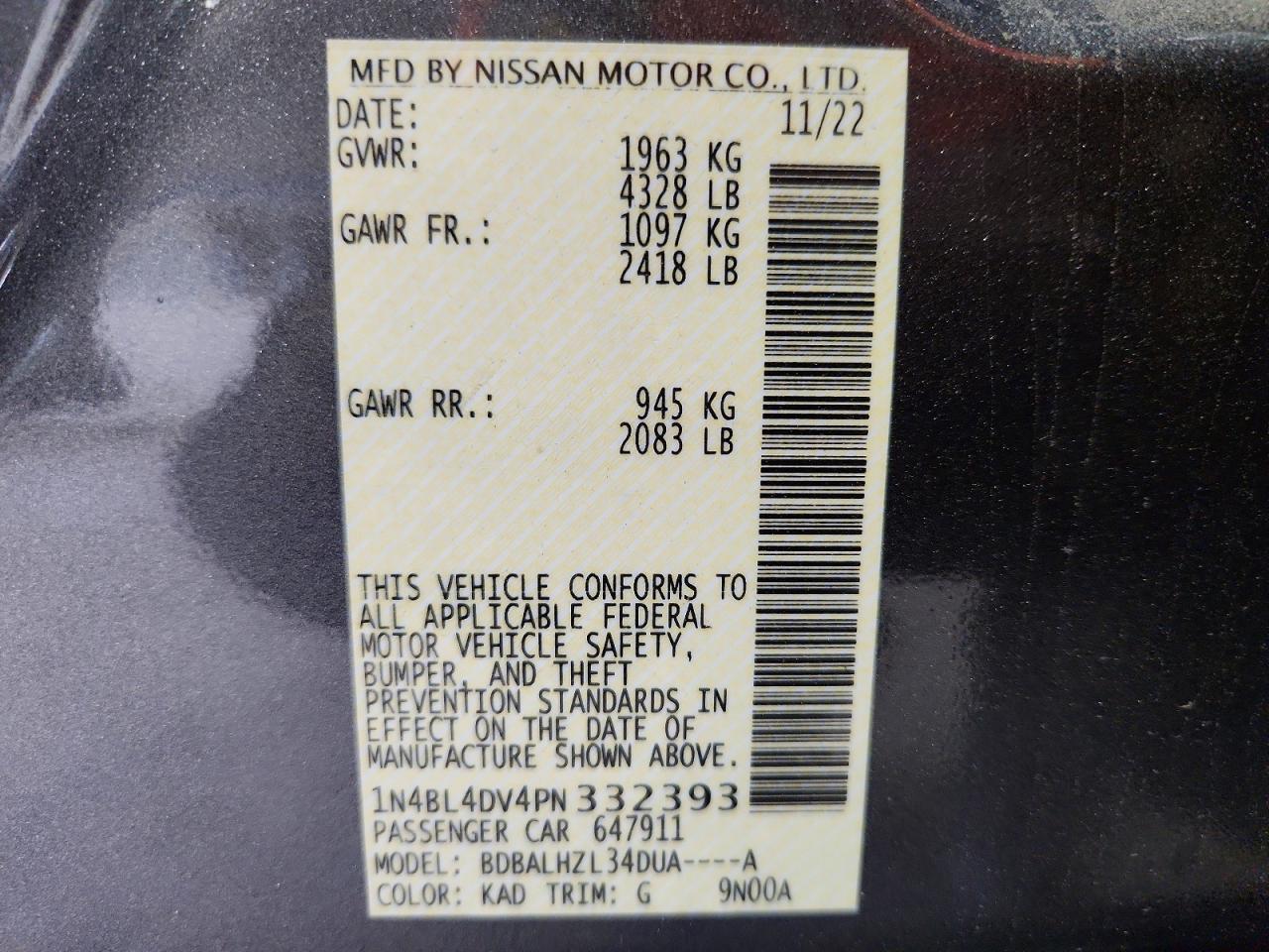 2023 NISSAN ALTIMA