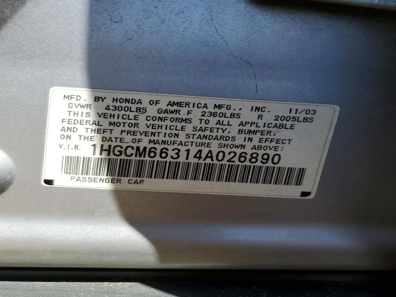 2004 HONDA ACCORD