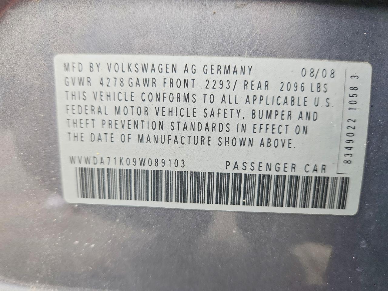 2009 VOLKSWAGEN RABBIT